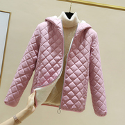 棉衣女冬羊羔毛内里(毛，内里)学生轻薄保暖加厚外套短款宽松连帽小棉服
