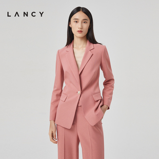 LANCY/朗姿春季修身西装外套通勤高级感西服长款上衣收腰女