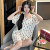 夏季短袖韩版学生，卡通印花可爱甜美薄款居家休闲服两件套女装