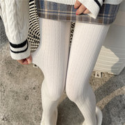 成人日系白色连裤袜女纯欲白丝袜，秋冬高腰针织加绒加厚外穿打底裤