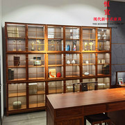 新中式刺猬紫檀阅玻璃书柜实木家具简约红木玻璃书橱花梨灯带书柜