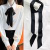 法式黑色蝴蝶结领结细长飘带，搭配衬衫丝巾，衬衣领带女士学院风装饰