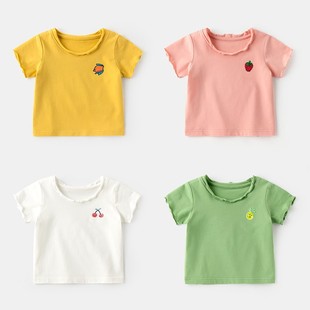 女宝宝短袖t恤0男小童，上衣婴儿童装1纯棉，2女童半袖3岁夏季夏装潮
