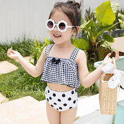 泳衣游泳儿童女童可爱分体衣宝宝韩国2022泳装女格子比基尼童