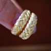 18K金拉丝麦穗天然钻石戒指指环耳环纯手工镶嵌珠宝真金真钻
