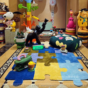 原创配色简约新颖彩色地毯异形拼图地毯卧室客厅茶几床边定制颜色
