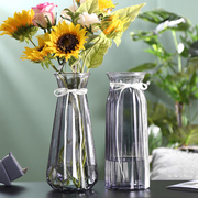 二件套特大号玻璃花瓶透明水养富贵竹百合花瓶摆件客厅插花瓶