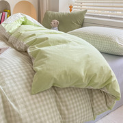 北欧简约床上四件套ins风，纯色水洗棉，学生宿舍床单被套三件套床品4