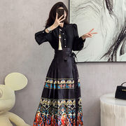 新中式国风套装名媛上衣高级感马面裙子两件套秋季搭配一整套