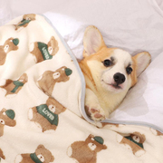 柯基四季睡觉空调被用小被子 宠物猫咪毛毯夏珊瑚绒小宠法斗毯子