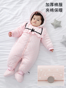婴儿连体衣加厚棉衣冬装婴幼儿女宝宝衣服冬季外出服夹棉保暖套装