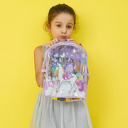 unicorn独角兽pvc透明背包，儿童卡通可爱女童双肩，包幼儿园公主书包