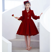 定制儿童礼服公主裙高端女童，生日红色蓬蓬裙，花童婚礼主持人晚礼服