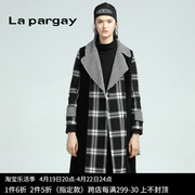 lapargay纳帕佳2023女装，冬季黑白色格子，大衣中长款毛呢外套