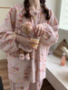 韩国原版ibitbit卡通动物乐园磨毛棉圆领宽松长袖长裤舒适睡衣女