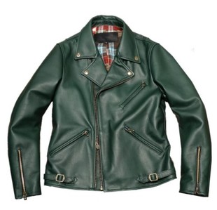 米国进口阉牛皮日版斜拉绿色复古机车男皮衣夹克软和舒适又耐磨