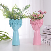 简约家居装饰创意花瓶摆件桌面客厅装饰花瓶树脂工艺品人像花瓶
