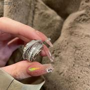 fridayjewelry定制银色锆石百搭复古个性女式食指精致可调节戒指