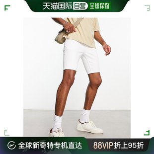 香港直邮潮奢asos男士，length设计紧身常规，牛仔短裤(白色)