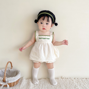 ins韩版夏季宝宝衣服婴幼儿吊带，上衣+短裤，两件套女童夏天婴儿套装