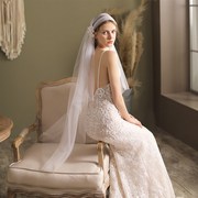 法式复古帽式蕾丝花朵新娘头纱，森系超仙白色，长款结婚主婚纱头饰