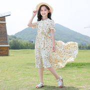 韩版童装女童雪纺裙子，夏装2023中大童洋气儿童夏季女孩连衣裙