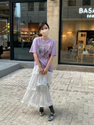 现！韩国东大门女装 夏季新紫色系一套搭配休闲温柔半身裙T恤