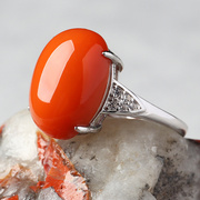 亲宝水晶满肉火焰，红天然南红玛瑙，戒指指环925银镶嵌