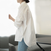 白色衬衫女夏季设计感高级polo领防晒衬衣，法式雪纺长袖上衣女薄款