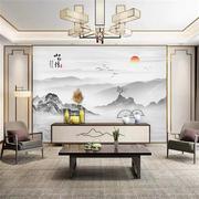 新中式电视背景墙壁纸水墨山水壁画客厅沙发影视墙墙纸3d立体墙布