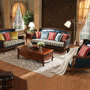 格澜帝尔现代简约美式实木真皮沙发欧式客厅皮布沙发组合欧式沙发