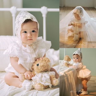 ins风宝宝拍照服装女童婴儿周岁照公主包屁哈衣裙1-2岁女孩礼服