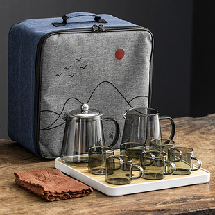 旧望格户外茶具套装便携泡，茶壶玻璃旅行茶具，随车茶具露营装备用品