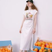 妖精的心脏白色t恤连衣裙女2023夏季小飞袖裙子纯棉休闲上衣