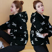 棉衣女短款2022冬季韩版女式印花小棉袄外套加厚显瘦羽绒棉服