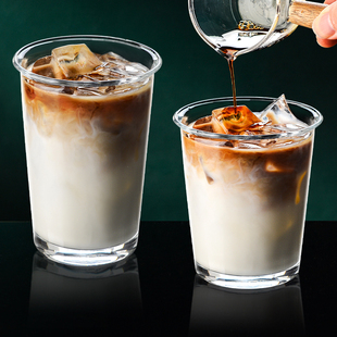 玻璃杯子冰美式dirty咖啡杯高档精致冷饮品，奶茶杯商用耐高温水杯