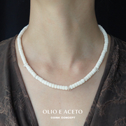 OLIO E ACETO 海竹银片拼接细项链 原创设计手工磨砂肌理锁骨链