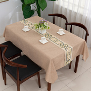 美式棉麻亚麻桌布布艺欧式田园茶几，布家用(布家用)长方形餐厅台布椅垫定制
