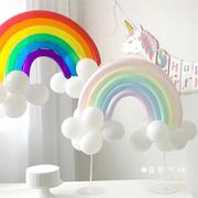 儿童周岁生日装饰彩虹马卡龙色云朵长条气球拱门可爱派对场景布置