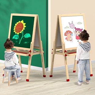 小黑板儿童家用支架式木制画板可擦双面磁性宝宝涂鸦画画写字画架