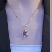 紫水晶爱心项链女款2024网红轻奢小众设计感高级感锁骨链