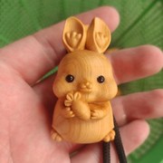 木雕工艺可爱小兔木质兔子摆件家居雕刻动物手把件创意生日礼物