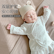新生婴儿衣服夏季薄款纯棉和尚月长袖开裆分体幼儿初生宝宝套装03