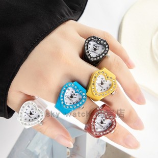 心形戒指手表，女表手指表糖果，色表趣味韩版生日礼物表