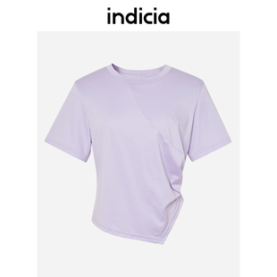 indicia纯棉短袖设计简约t恤2023夏季商场同款标记女装5b306tx231