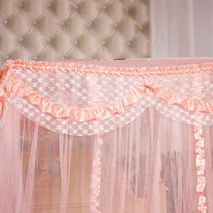 韩式公主蚊帐蕾丝圆顶蚊帐升级版加大加宽方顶悬吊式天花板欧式床