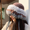 网红兔毛皮草针织毛线，帽子女秋冬季保暖渔夫帽，护耳百搭显脸小