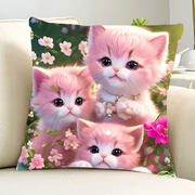 三只小奶猫十字绣可爱动物，手工抱枕diy线绣汽车座椅靠枕猫咪
