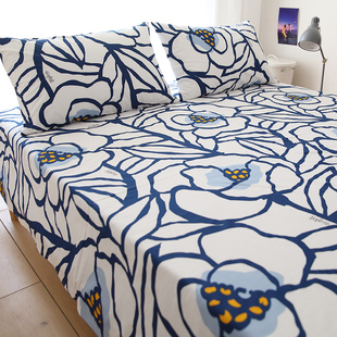 花自由100全棉斜纹，床单被单单件，1.8m1.5米床纯棉床上用品支持