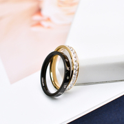 个性小众设计二合一戒指女钛钢戒子黑色麻将戒指ins潮食指环饰品